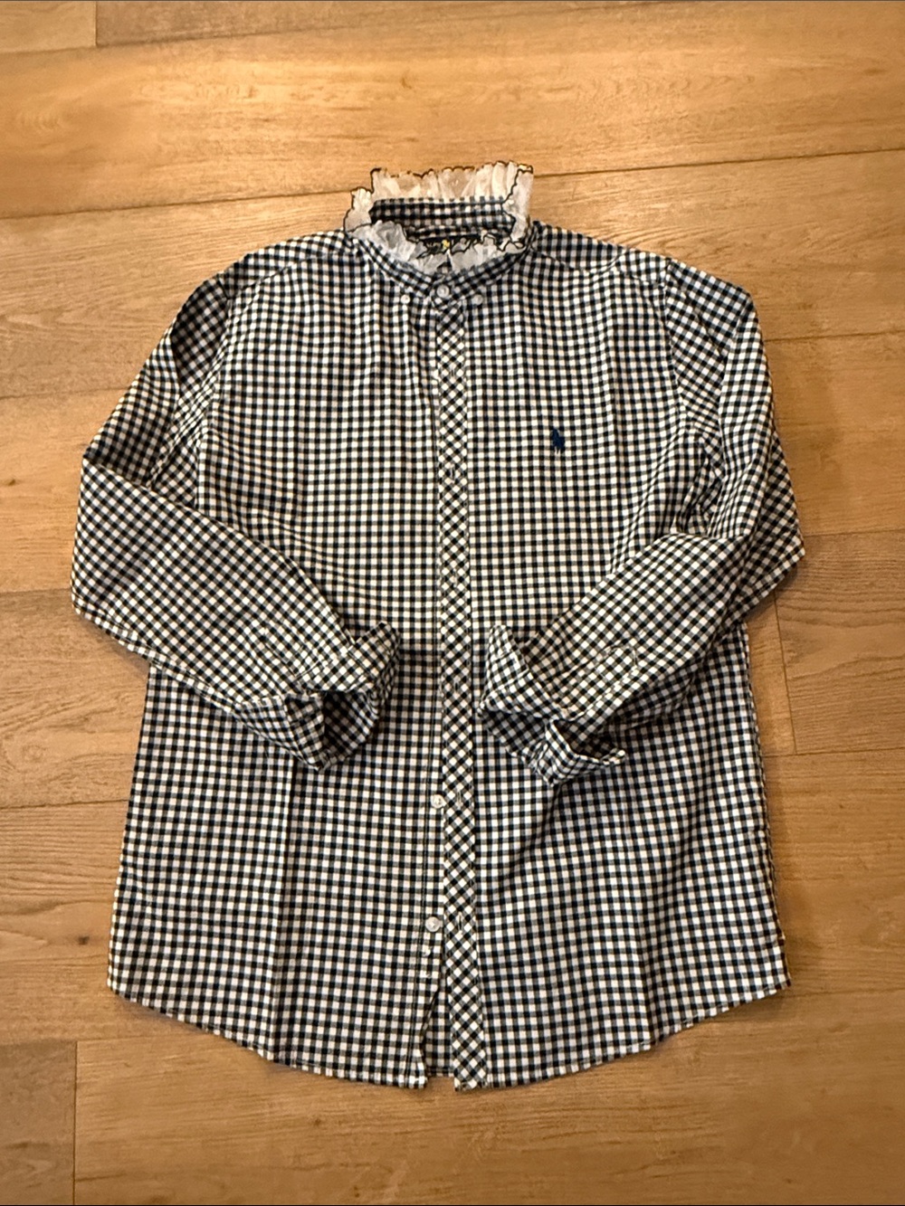 Ralph Lauren Black and White Gingham Button-Down Shirt